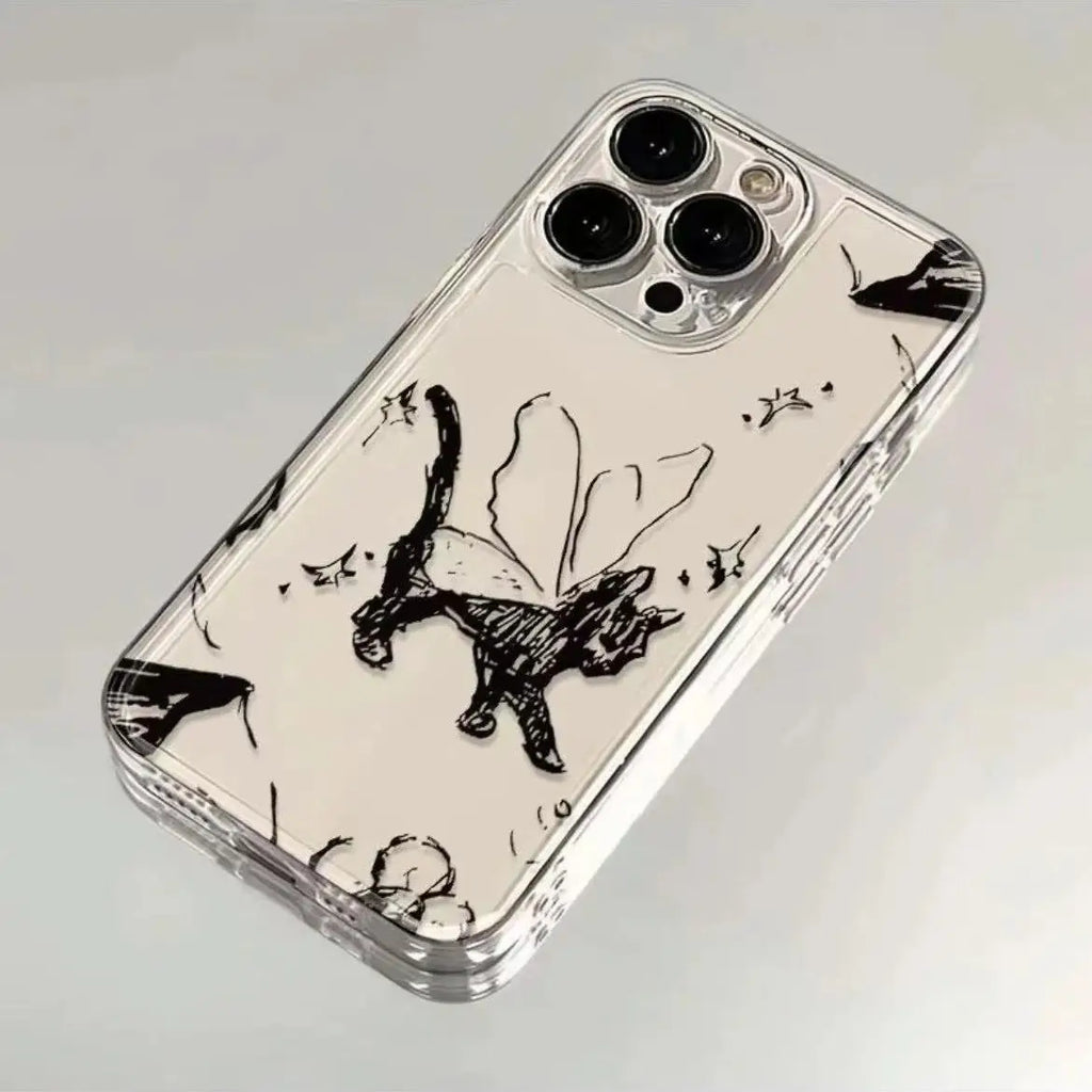 Creative Cat & Butterfly Pattern Clear Phone Case
